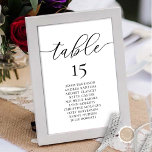 Wedding Dinner, Romance Guest Seating Chart, Table Number<br><div class="desc">Wedding Dinner Guest Seating Table Chart Card,  Modern Romance Black and White themed.
Customise the text and / or remove and fill in with your wedding party themed.</div>