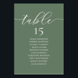 Wedding Dinner, Romance Guest Seating Chart, Table Number<br><div class="desc">Wedding Dinner Guest Seating Table Chart Card,  Modern Romance Sage Green Greenery themed.
Customise the text and / or remove and fill in with your wedding party themed.</div>