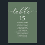 Wedding Dinner, Romance Guest Seating Chart, Table Number<br><div class="desc">Wedding Dinner Guest Seating Table Chart Card,  Modern Romance Sage Green Greenery themed.
Customise the text and / or remove and fill in with your wedding party themed.</div>