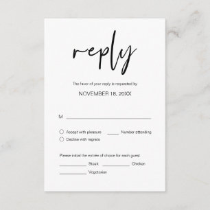 Wedding Dinner RSVP, with meal options Enclosure C