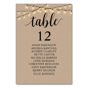 Wedding Dinner, Rustic Guests Seating Chart Table Number