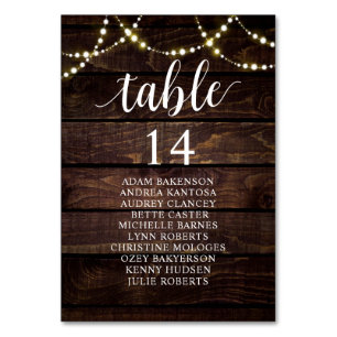 Wedding Dinner, Rustic Guests Seating Chart  Table Number