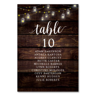 Wedding Dinner, Rustic Guests Seating Chart Table Number