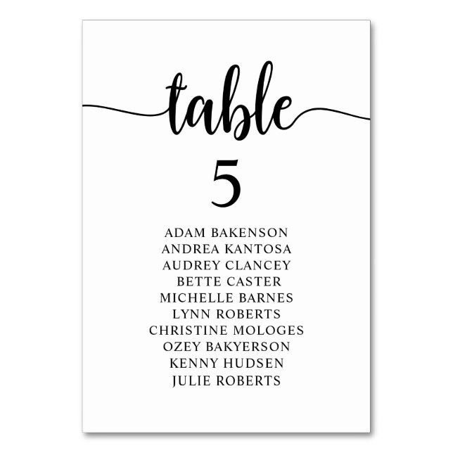 Wedding Dinner, Rustic Guests Seating Chart Table  Table Number (Front)