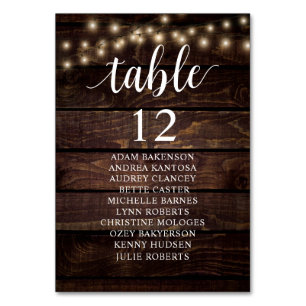 Wedding Dinner, Rustic Guests Seating Chart  Table Table Number
