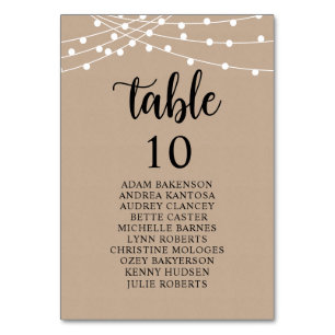 Wedding Dinner, Rustic Guests Seating Chart Table  Table Number