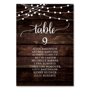 Wedding Dinner, Rustic Wood Guests Seating Chart Table Number