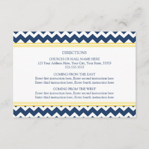 Wedding Direction Cards Blue Yellow Chevron