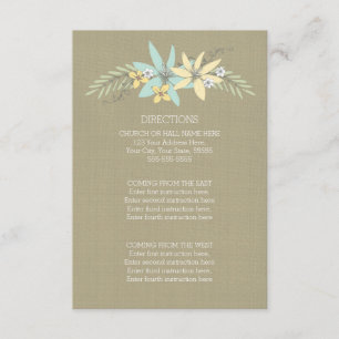 Wedding Direction Cards Burlap Spring Flowers