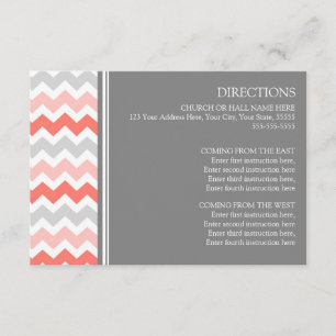 Wedding Direction Cards Coral Grey Chevron