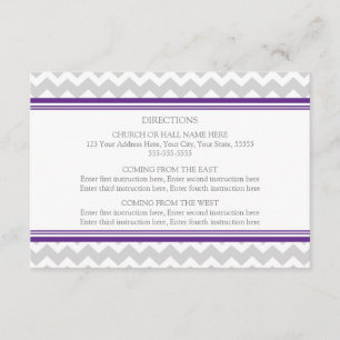 Wedding Direction Cards Purple Grey Chevron