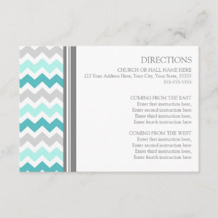 Wedding Direction Cards Teal Grey Chevron