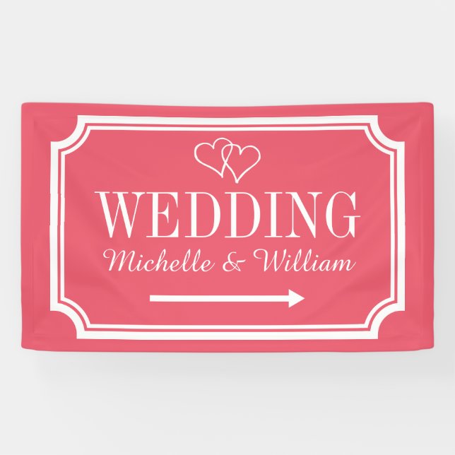Wedding directional sign banners in custom colours (Horizontal)