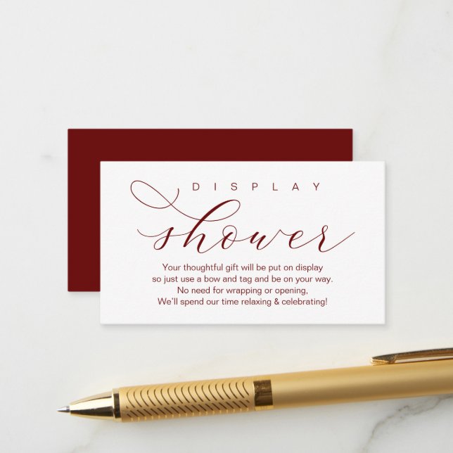 Wedding Display Shower, Modern Elegant Enclosure Card (Front/Back In Situ)