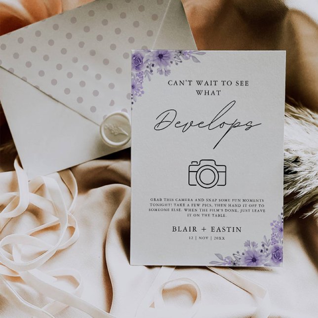 Wedding Disposable Camera Sign Purple Develops Invitation (Wedding Disposable Camera Sign Purple Develops Invitation)