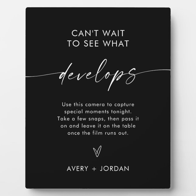 Wedding Disposable Camera Sign, Wedding Photo Game Plaque (Front)