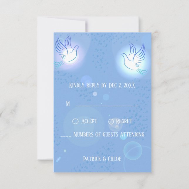 Wedding Dobe Blue Lighting  RSVP Card (Front)
