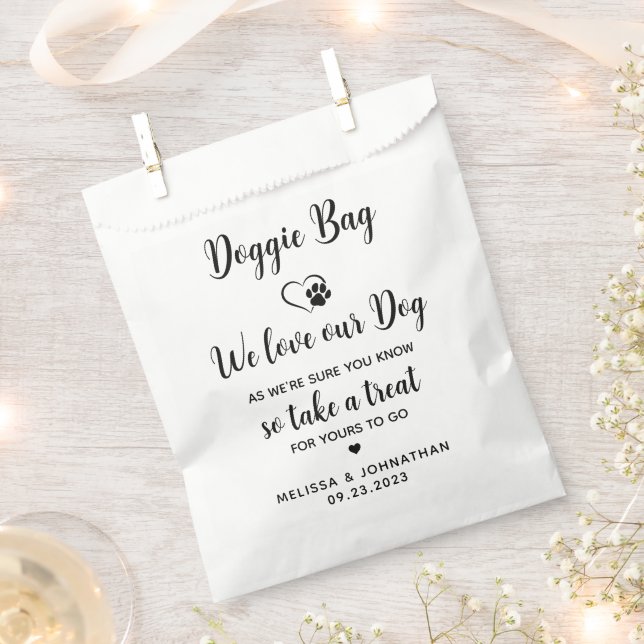 Wedding Doggie Personalized Biscuit Bar Pet Treats Favour Bag (Clipped)