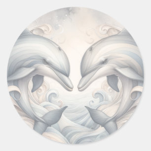Wedding Dolphin Theme Classic Round Sticker