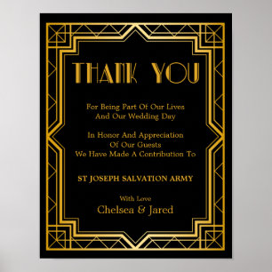 Wedding Donation Sign   Gatsby Art Deco