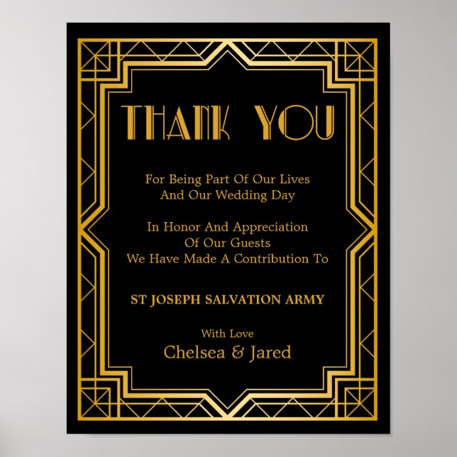 Wedding Donation Sign | Gatsby Art Deco (Front)