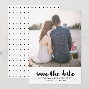 Wedding Dots Black and White Save the Date Photo