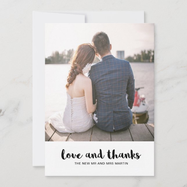 Wedding Dots Love and Thanks Photo Thank You Card (Front)