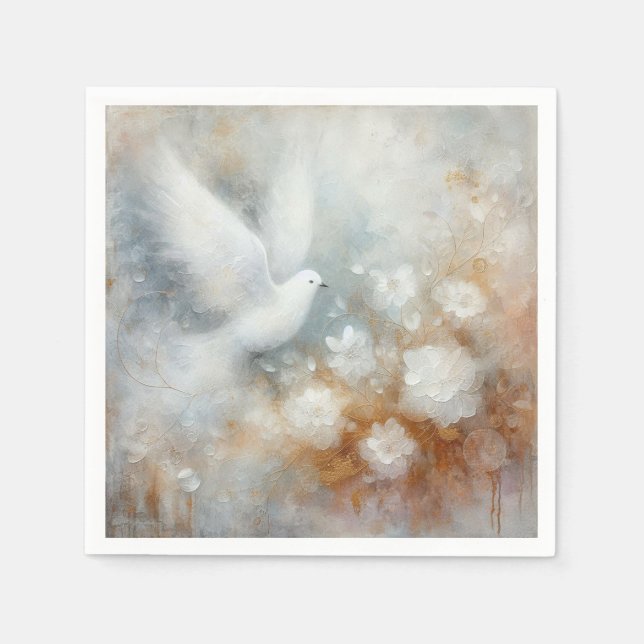 Wedding Dove Floral Paper Napkins (Front)