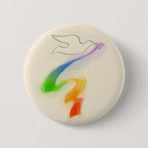 Wedding Dove with Rainbow Ribbon 2 Inch Round Button