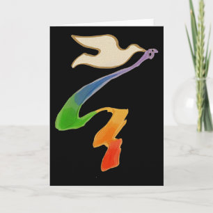 Wedding Dove with Rainbow Ribbon Card