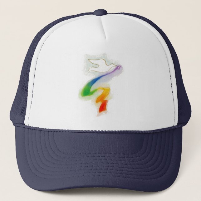 Wedding Dove with Rainbow Ribbon Trucker Hat (Front)