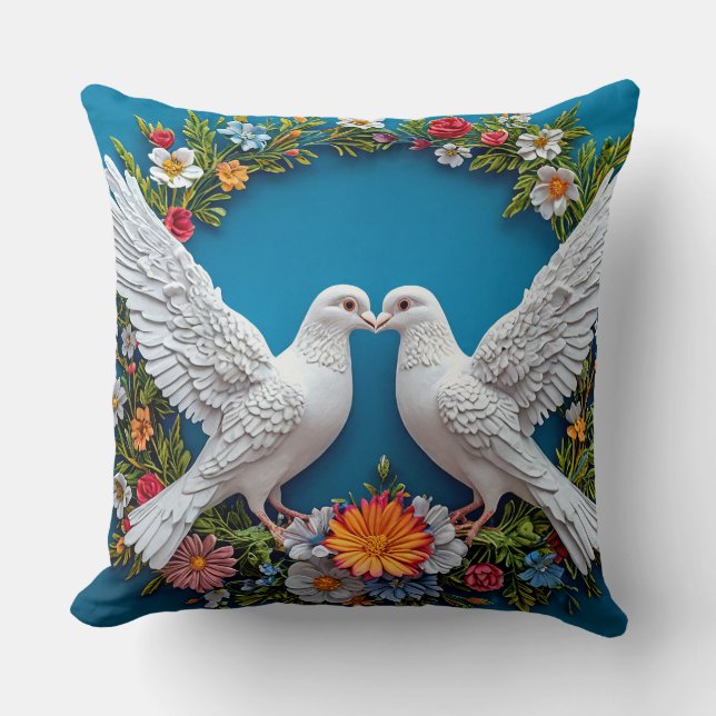 Wedding doves Art Luxury Wedding Decor Throw Pillow (Front)