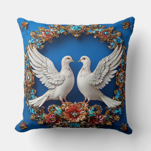 Wedding doves Floral Wedding birds Throw Pillow
