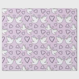 Wedding Doves, Heart for Wedding Ceremony Seamless Wrapping Paper