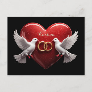 Wedding Doves Heart Romantic Anniversary Gift Holiday Postcard