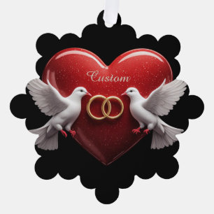 Wedding Doves Heart Romantic Anniversary Gift Ornament Card