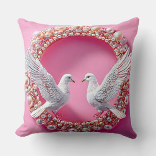 Wedding Doves Romantic Love Theme Throw Pillow