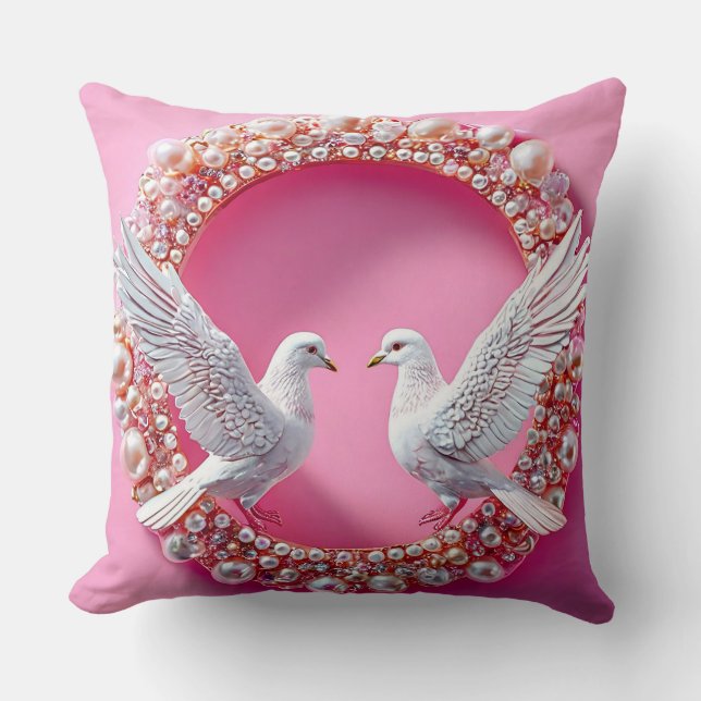 Wedding Doves Throw Pillow (Front)