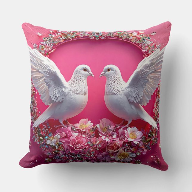 Wedding Doves Throw Pillow (Front)