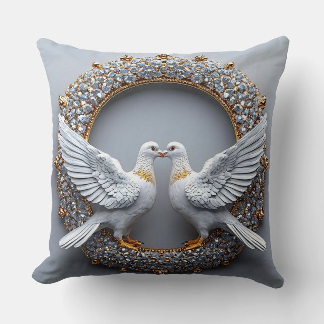 Wedding Doves Throw Pillow (Front)