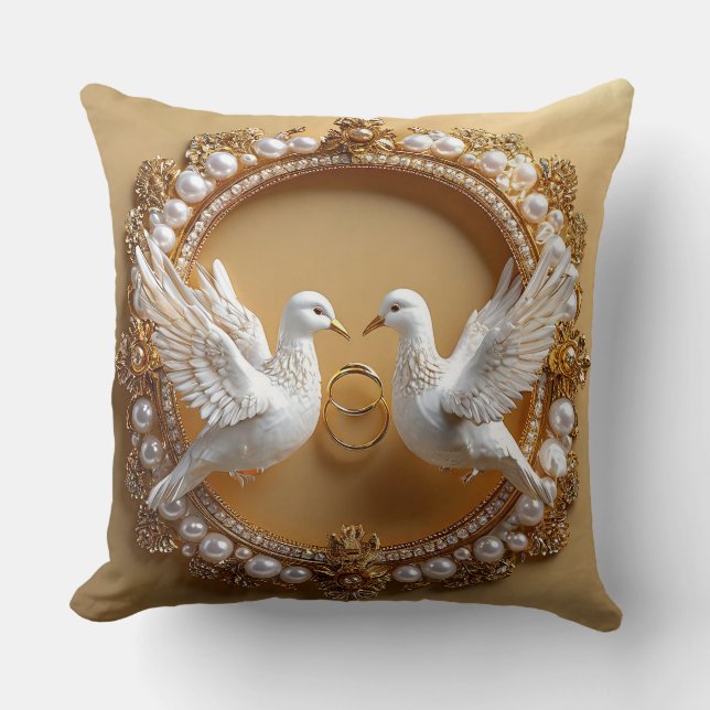 Wedding Doves Throw Pillow (Front)