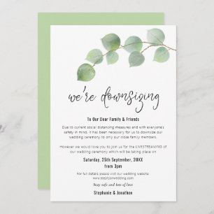 Wedding Downsizing Modern Script Eucalyptus Announcement