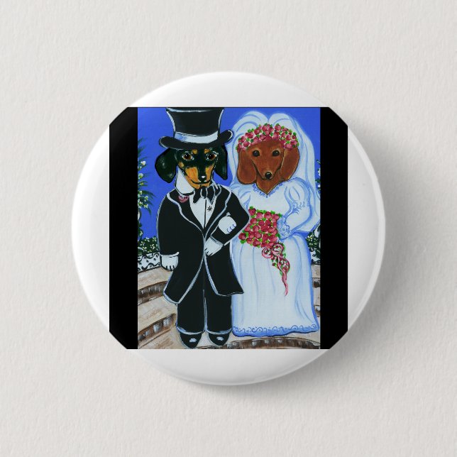 Wedding Doxies 2 Inch Round Button (Front)