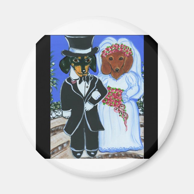 Wedding Doxies Magnet (Front)