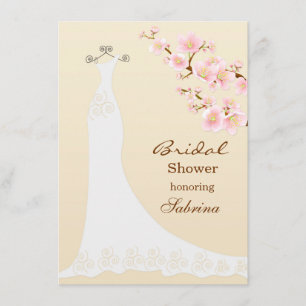 Wedding dres, chery blossom Bridal Shower Invitation