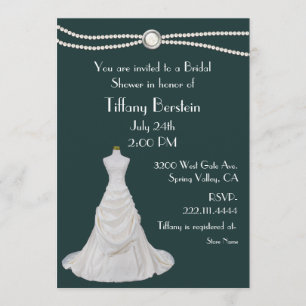Wedding Dress and Pearls Bridal Shower Invitation