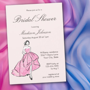 Wedding Dress Blush Pink Bridal Shower Invitation