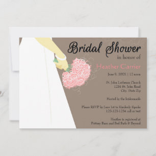 Wedding Dress & Bouquet - Bridal Shower Invitation