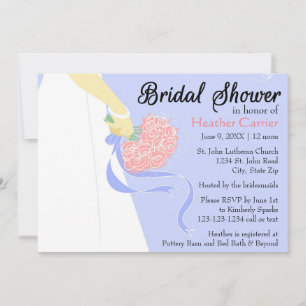 Wedding Dress & Bouquet - Bridal Shower Invitation