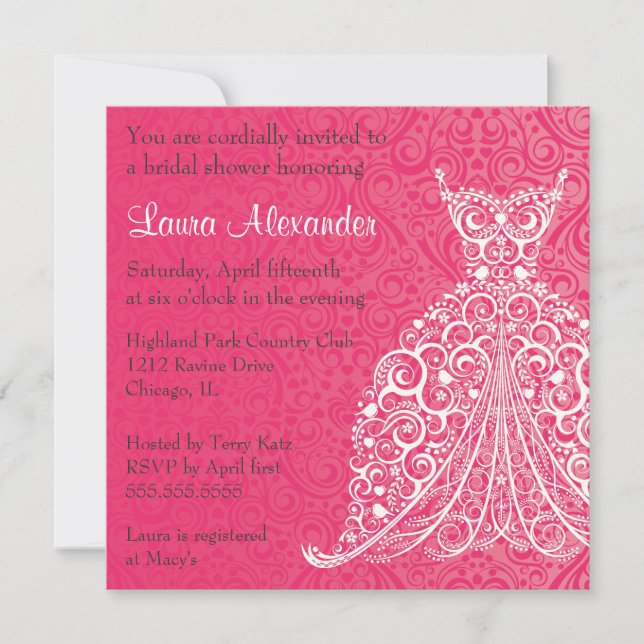 Wedding Dress Bridal Shower Invitation (Front)